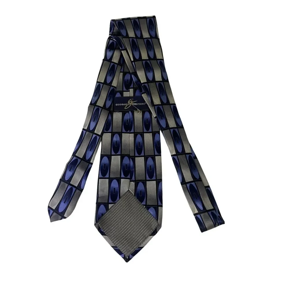 #6634 Giorgio Brutini Blue Black and Gray Mens Necktie, Tie